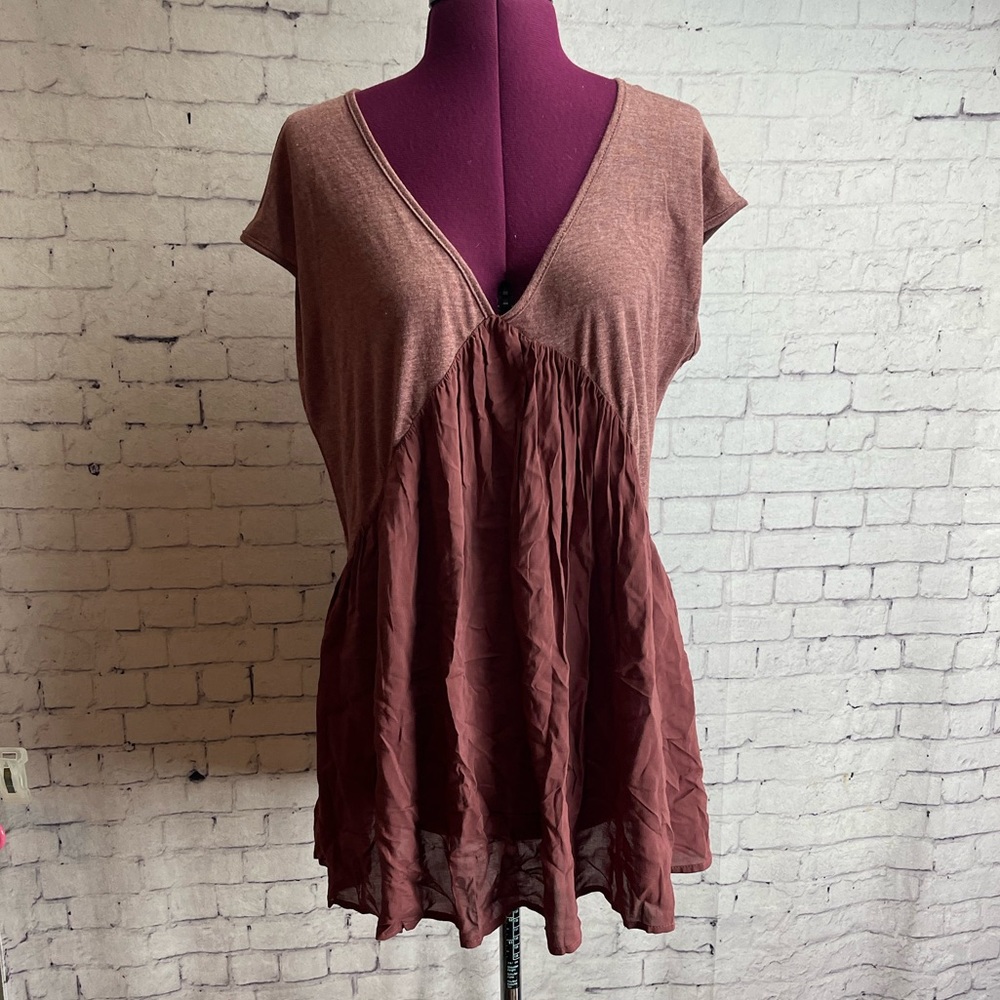 Anthropologie Meadow Rue size small Quincy blouse red brown